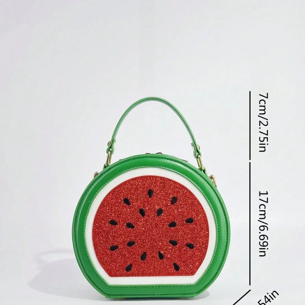 Green Cute Women's Street-Style Y2k Funny Watermelon Shaped Crossbody Bag